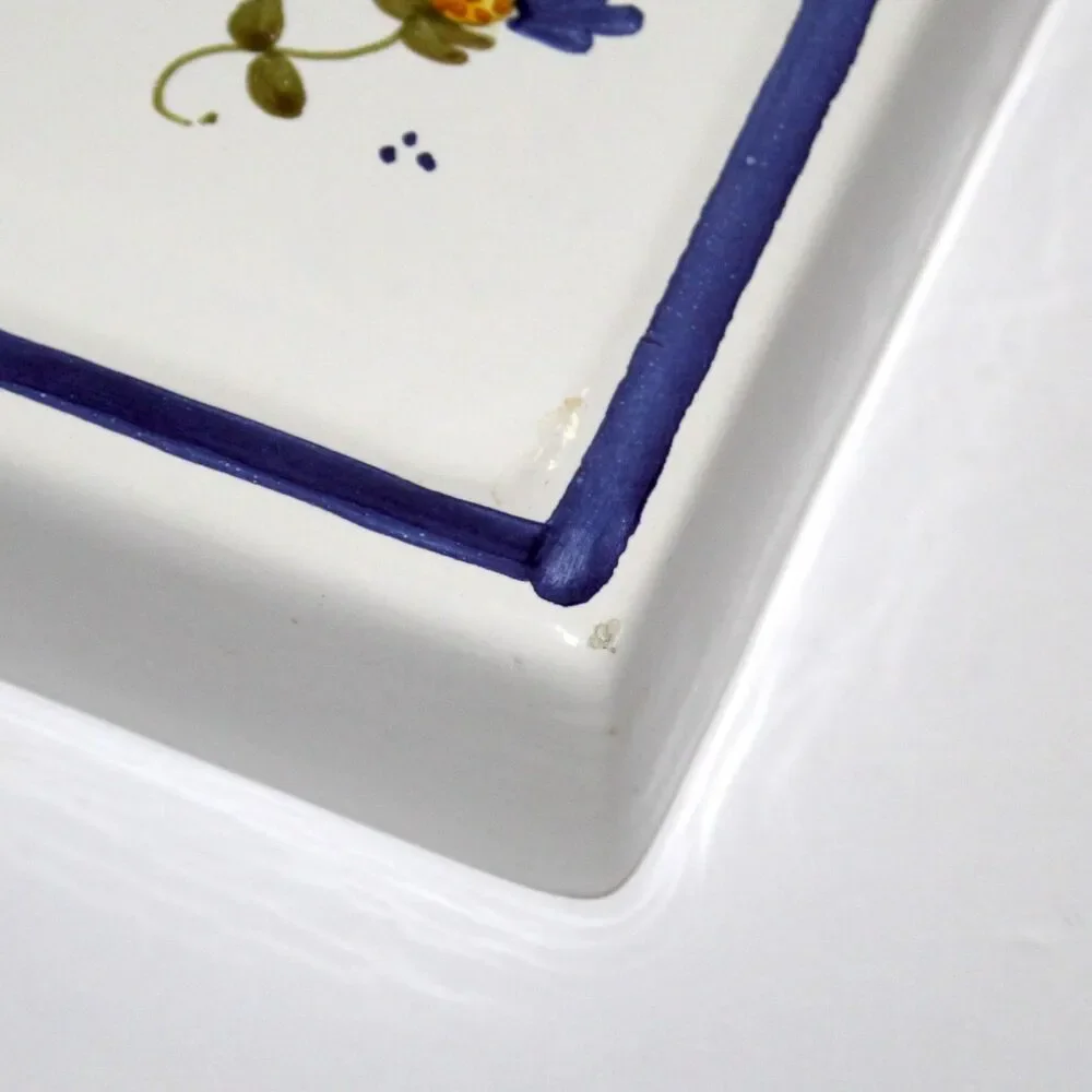 Vintage Williams Sonoma Porcelain Wall Clock Made in Italy white blue large